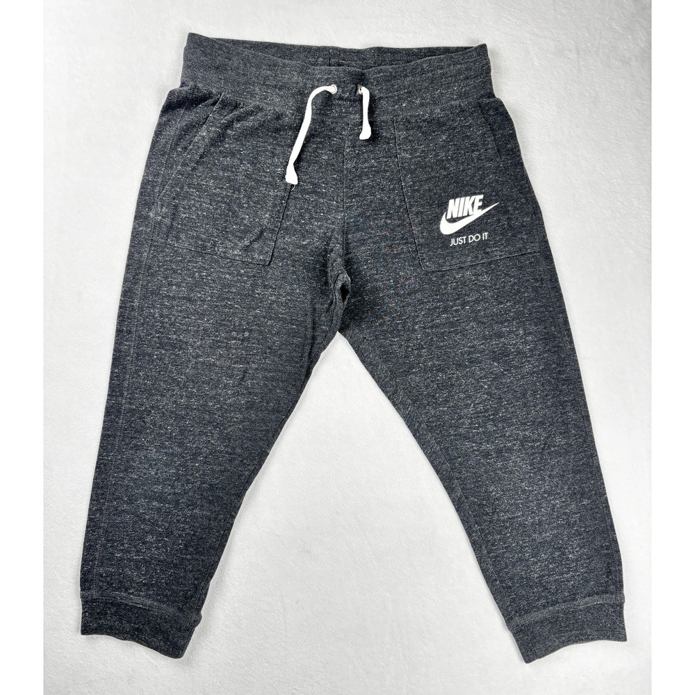 Nike Women's Jogger Sweatpants Gray Just Do It Logo Capri Size Medium 726053-010